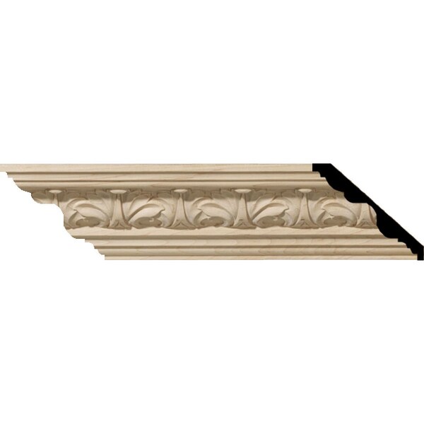 Ekena Millwork 4 1/2"H x 5"P x 6 3/4"F x 94 1/2"L Acanthus Leaf Carved Wood Crown Moulding, Maple MLD04X05X06ACMA - main